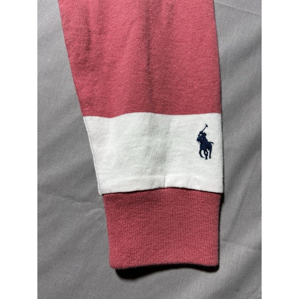Polo Ralph Lauren Men's Striped Jersey Hooded Rugby Shirt Hoodie Red Size S - Picture 4 of 11